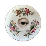 New! - Lover's Eye Painting on a Floral Plate with Butterflies