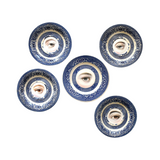 Collection of 5 Lover's Eye Paintings on Blue Willow Chinoiserie Plates