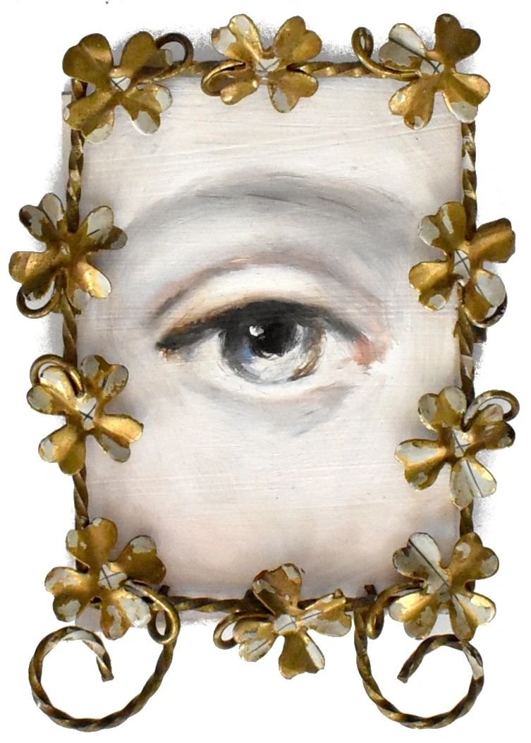 Lover's Eye Painting in a Miniature Tole Floral Frame