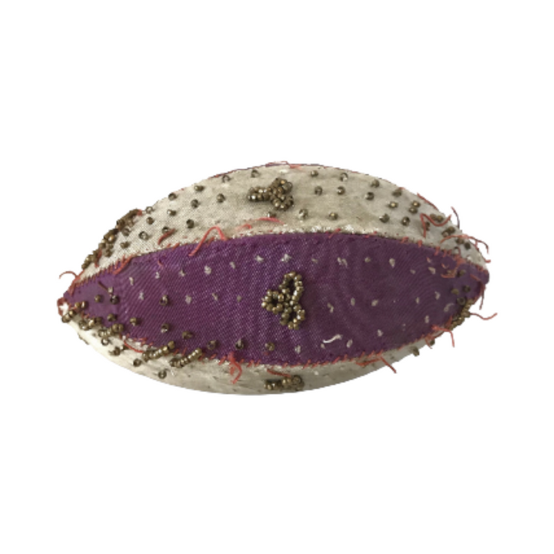 19th-C French Gold Beaded Sewing Box Pinch Pouch