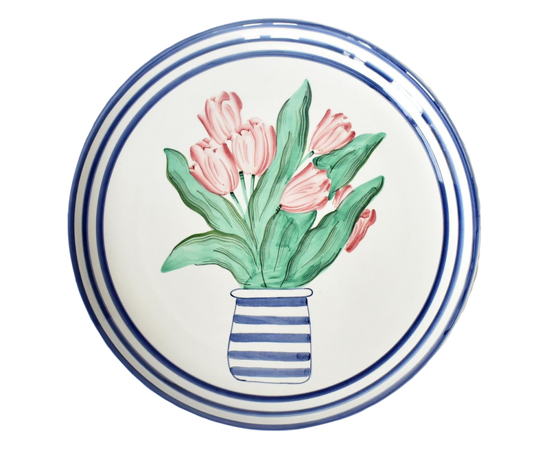 Extra-Large Vietri Italy Platter With Tulips