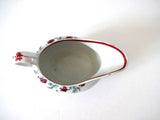 Antique c. 1790-1810 New Hall Creamware Porcelain Small Pitcher / Creamer / Sauce Gravy Boat w/ Red & Blue Flowers