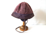 Vintage Child's Heathered Deep Lavender Wool Winter Hat with Chin Strap and Ear Flaps