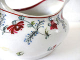 Antique c. 1790-1810 New Hall Creamware Porcelain Small Pitcher / Creamer / Sauce Gravy Boat w/ Red & Blue Flowers
