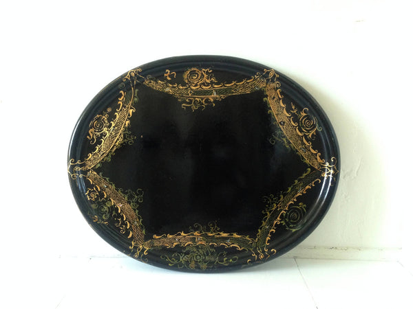 19th-C Extra-Large Mother of Pearl Papier Maché Tray