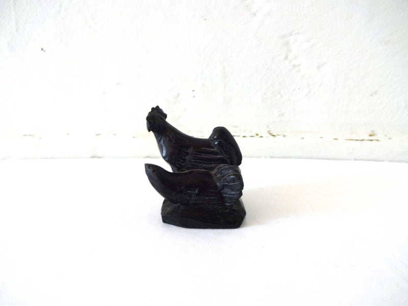 Vintage Soapstone Rooster and Chicken