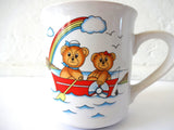 Vintage Child's Mug with Teddy Bears and a Rainbow