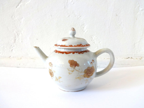 c. 1750-1780 Chinese Export Porcelain Orange and Gold Teapot