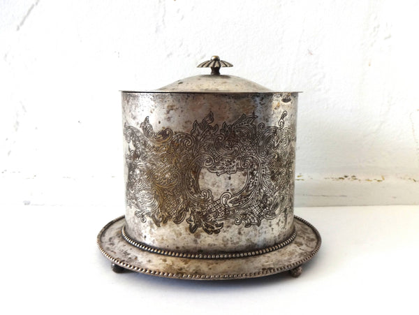 c. 1850 Silverplate Biscuit Barrel Box