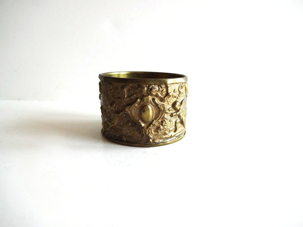 French Repoussé Brass Napkin Ring with Cherubs
