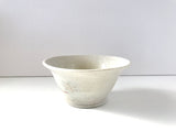 Vintage Ceramic / Pottery White Hand-Thrown Bowl with Crazing and Red Detail