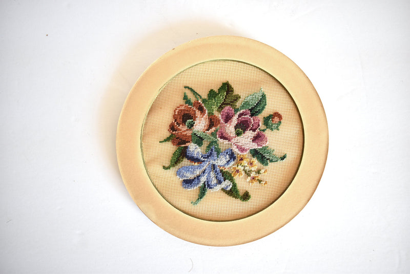Vintage Victorian Petit Point Embroidery Flowers