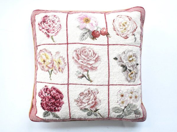 Vintage Roses Needlepoint Pillow