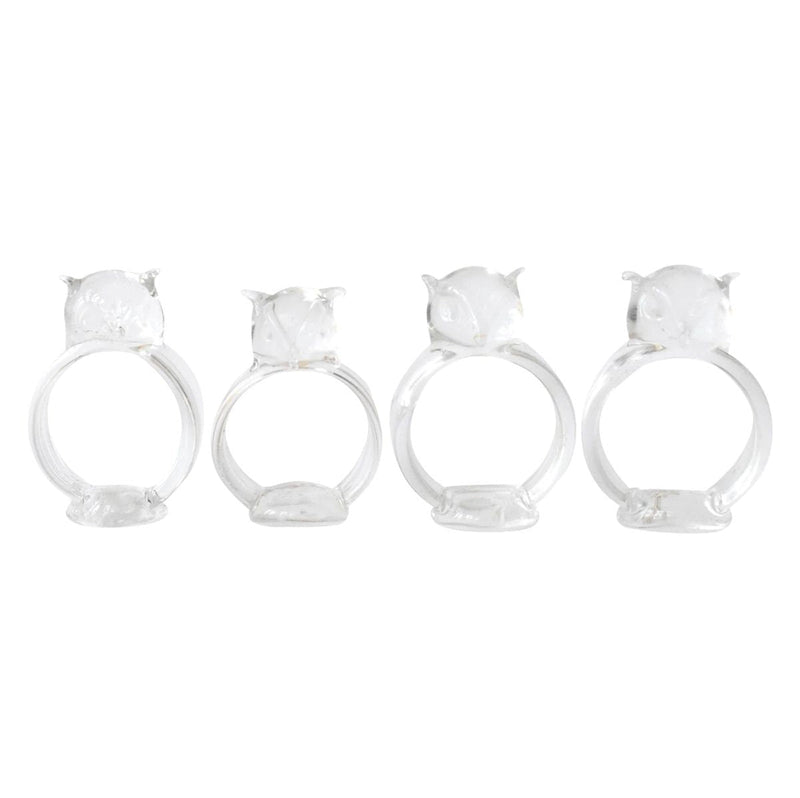 Vintage Owl Blown Glass Napkin Rings - Set of 4