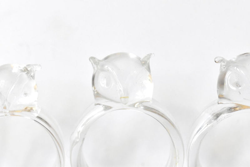 Vintage Owl Blown Glass Napkin Rings - Set of 4