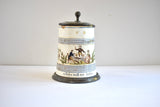 Antique Early 19th-Century German Pewter-Mounted Faience Tankard / Stein / Beer Mug