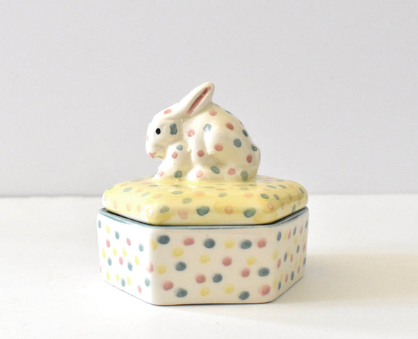 Late 20th Century Italian Rabbit Ceramic Trinket Box