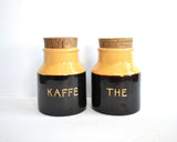 Pair of Swedish Hoganas Keramik Coffee & Tea Canisters