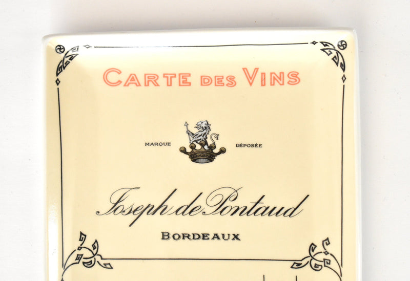 French "Carte Des Vins" Plate