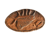 Antique Hand-Carved Wooden Deer Stamp Medallion / Paperweight Carving