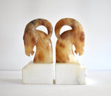 Pair of Antique Marble Ibex Bookends