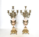 Italian Empire Brevettato Pink Marble & Ormolu Candelabra - a Pair