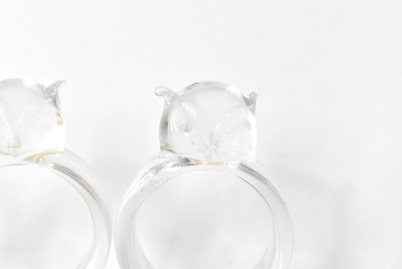 Vintage Owl Blown Glass Napkin Rings - Set of 4