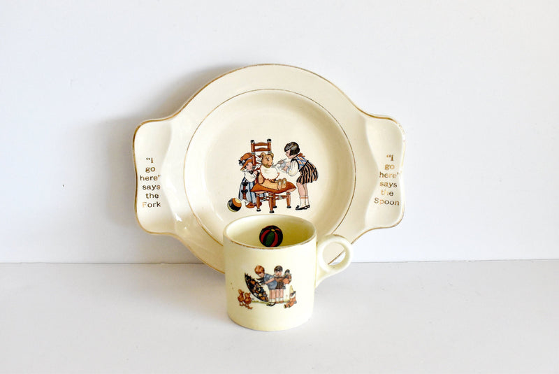 Antique 1920s Child's Plate and Cup