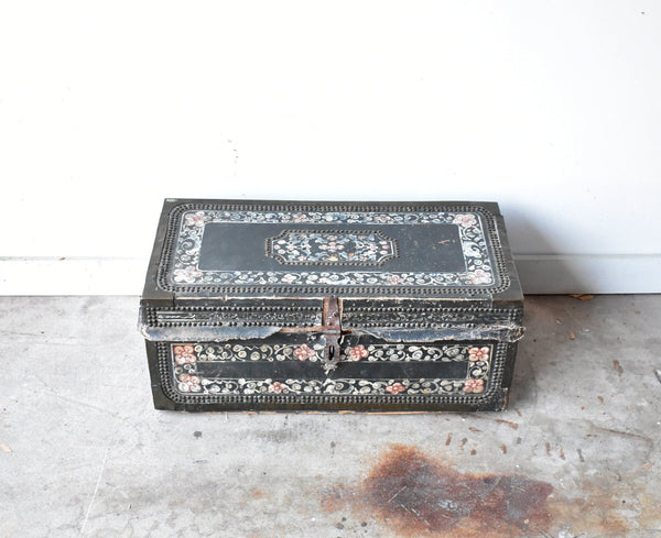 Antique Chinese Painted Parchment Box Chest
