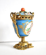 Antique French Sevres Style Gilt Ormolu and Porcelain Urn Vase