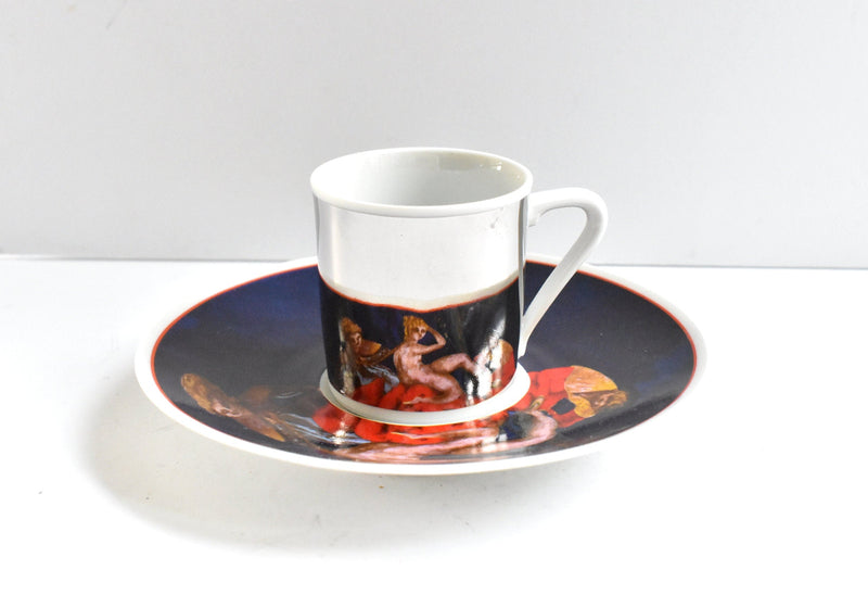 French Mirror Reflection Tintoretto Espresso Cup & Saucer - a Pair