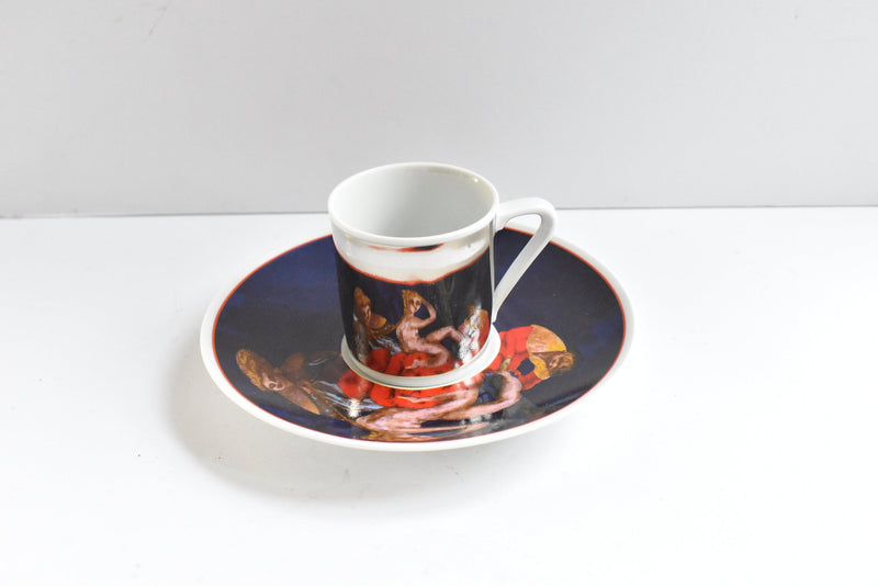 French Mirror Reflection Tintoretto Espresso Cup & Saucer - a Pair