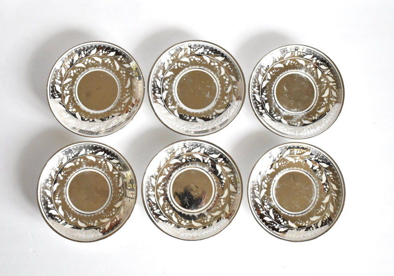 Georgian Silver Luster Coffee Cups & Saucers