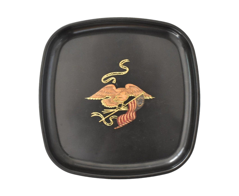Mid-Century Modern Couroc Tray With Bald Eagle and American Flag