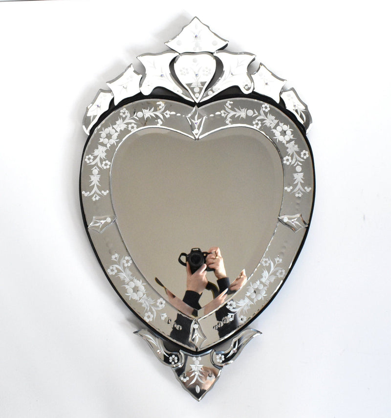 Vintage Mid-Century Venetian Glass Heart Mirror
