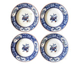 Antique Minton Chinese Blossom Blue & White Transferware Soup Bowls - Set of 4