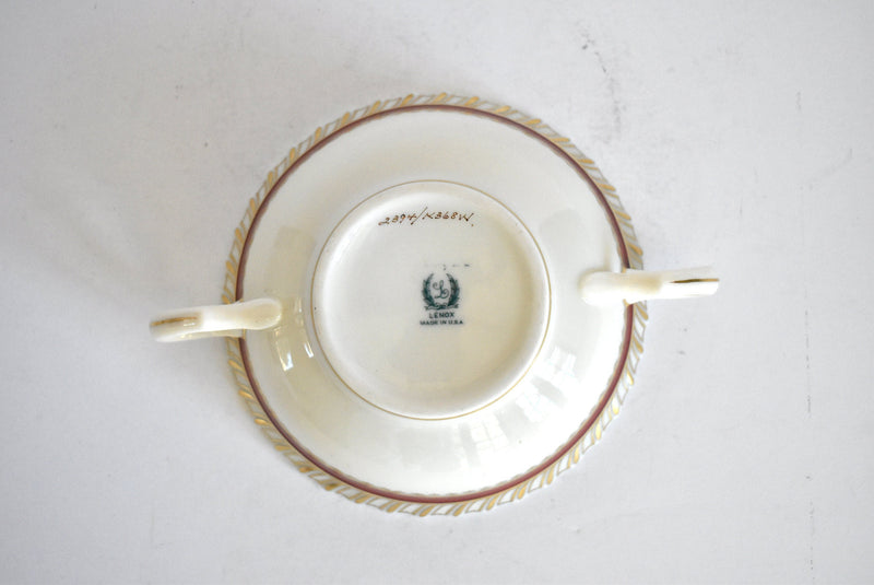 Vintage Lenox "Georgian" Red & Gold Cream Soup Bowl