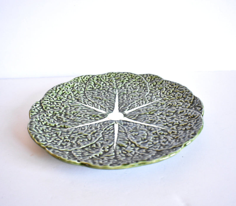 Portuguese Majolica Cabbageware Leaf Platter