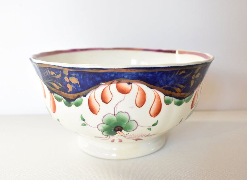 Antique 19th-Century Gaudy Welsh Rose Luster Tea Leaves Waste Bowl