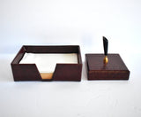 Vintage Italian Red Leather Paper & Pen Holders