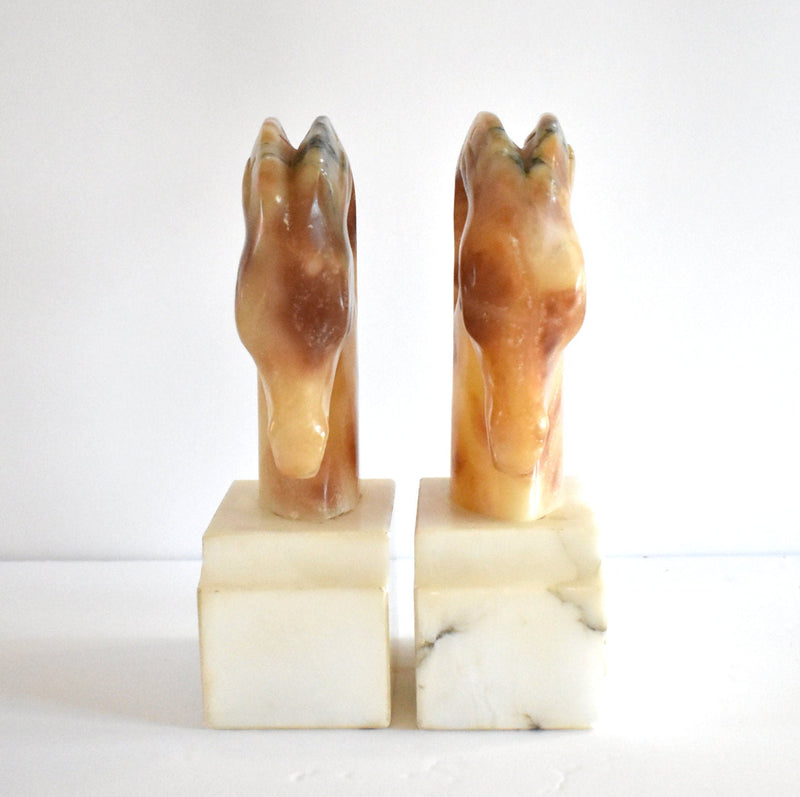 Pair of Antique Marble Ibex Bookends