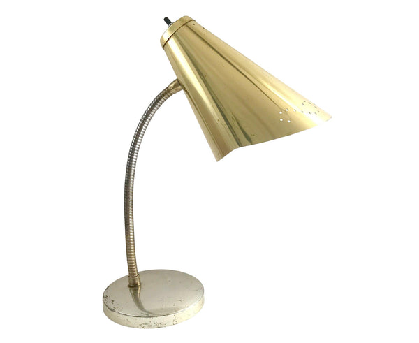 Mid-Century Modern Gold Metal Gooseneck Desk Lamp