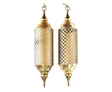 Pair of Mid-Century Moorish Brass Swag Pendant Hanging Lights