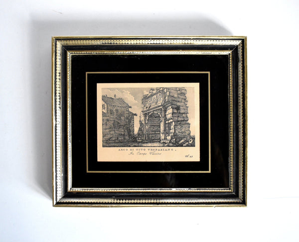 Antique C. 1820 Italian Classical Architectural Engraving of Vespasian's Arch