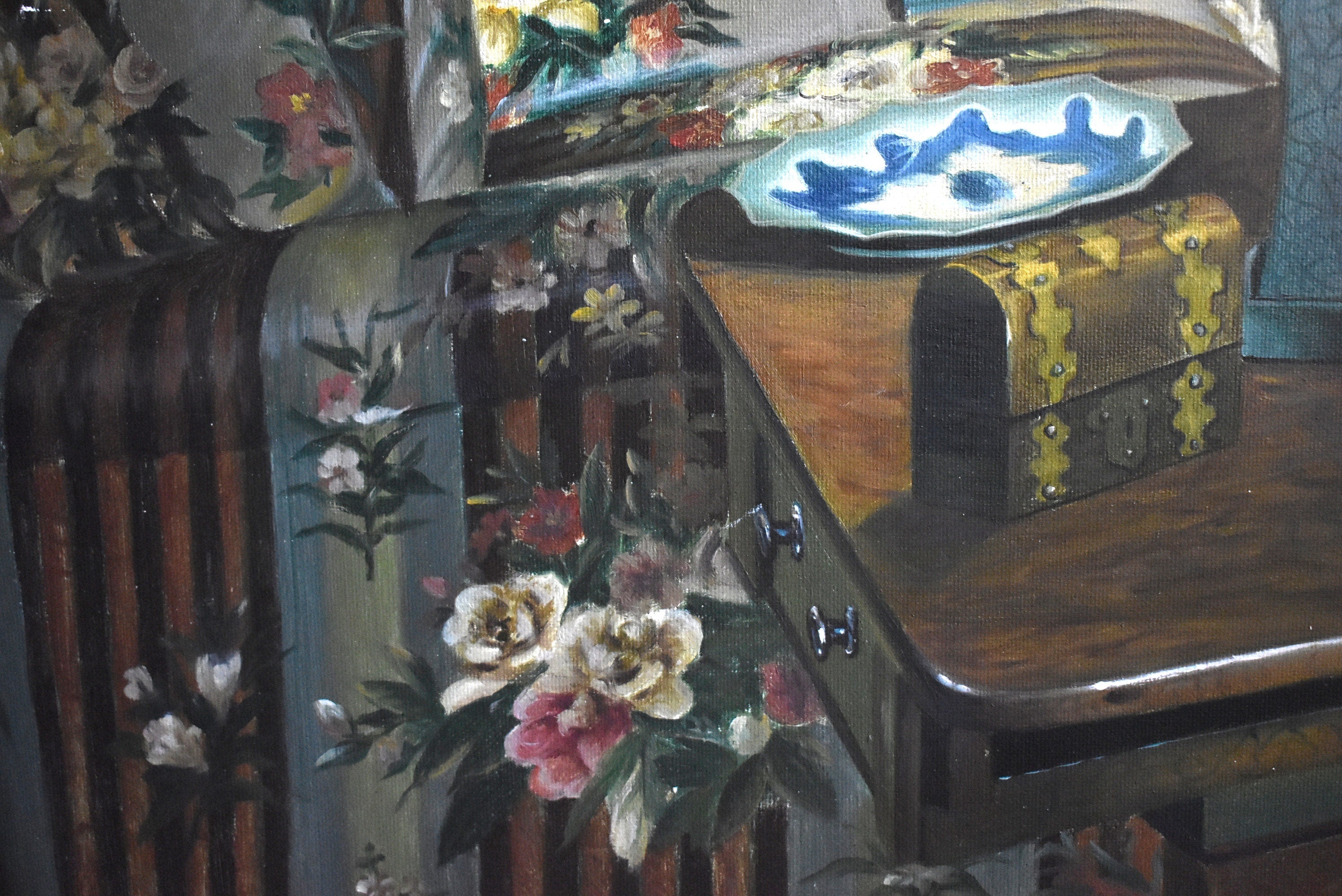 Contemporary Large Realist Interior Decor Oil Painting