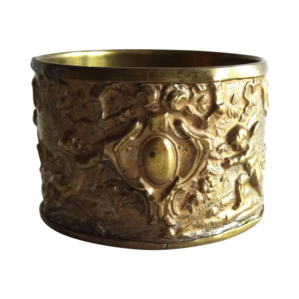 French Repoussé Brass Napkin Ring with Cherubs