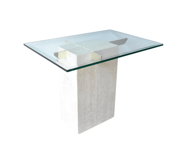Mid-Century Modern Artedi Glass, Brass, & Marble Side Table