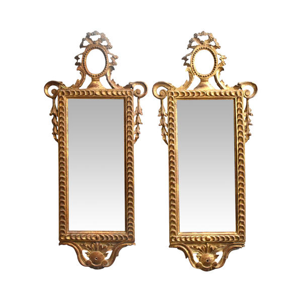 Pair of Antique 18th-Century Italian Neoclassical Giltwood Mirrors