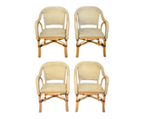 Set of 4 Cream French Rattan "Riviera" Style Armchairs