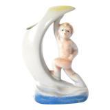 Cherub Crescent Moon Porcelain Vase